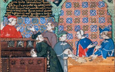 Un'illustrazione dal Trattato sui dazi (fine XIV secolo), conservato alla British Library di Londra